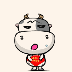 小奶牛穿着一件肚兜,好像肚子还有点不舒服