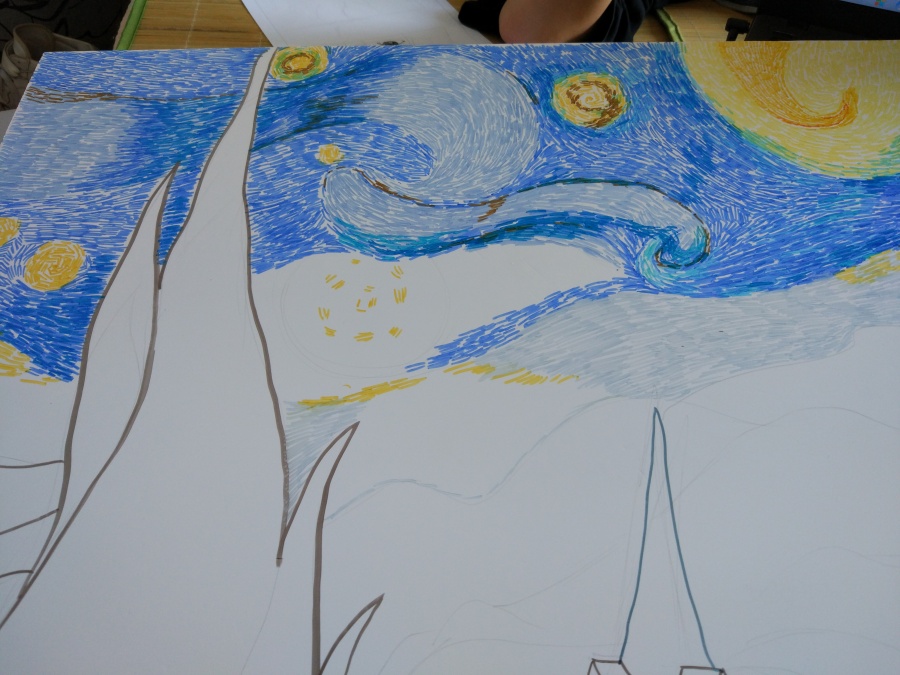 星空,马克笔,梵高|绘画习作|插画|lvanhao - 原创