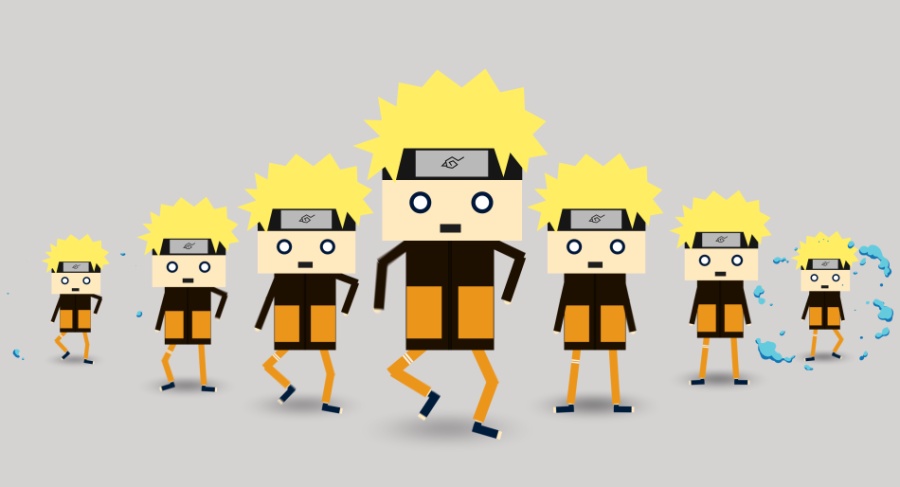 扁平MG动画-鸣人影分身|原创短片|影视|小鱼映