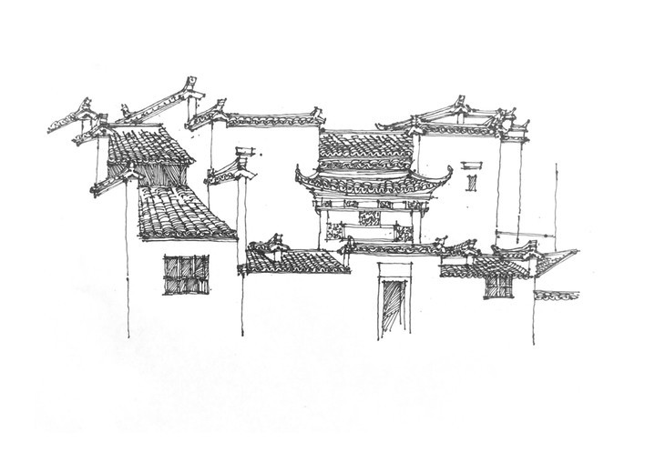 徽派建筑|宏村写生系列步骤临摹图一行手绘昆明培训