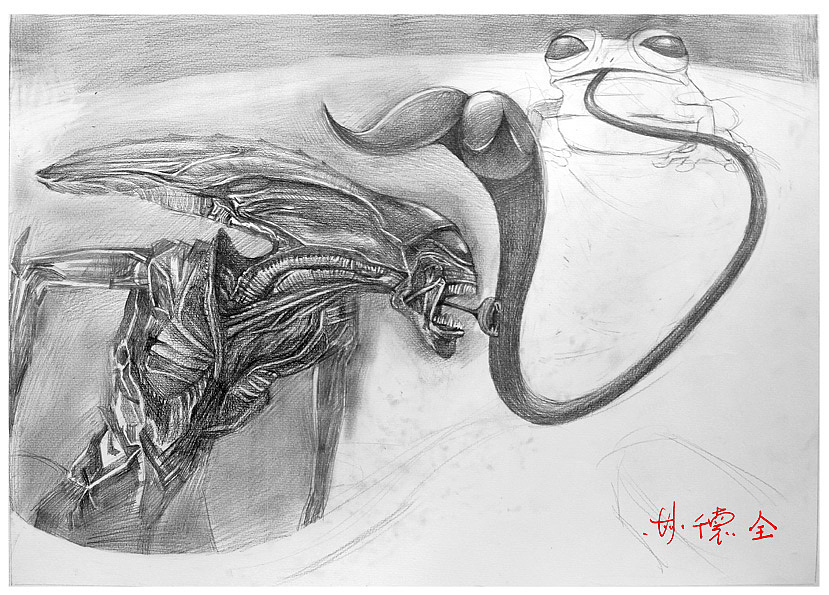 青蛙吐舌头--大战异形骤图