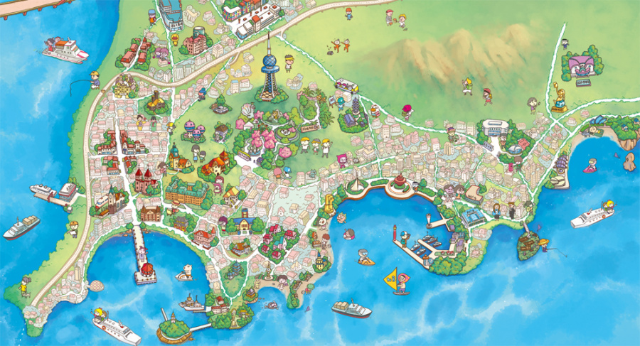 原创作品:Q版手绘地图-青岛|商业插画|插画|成哲