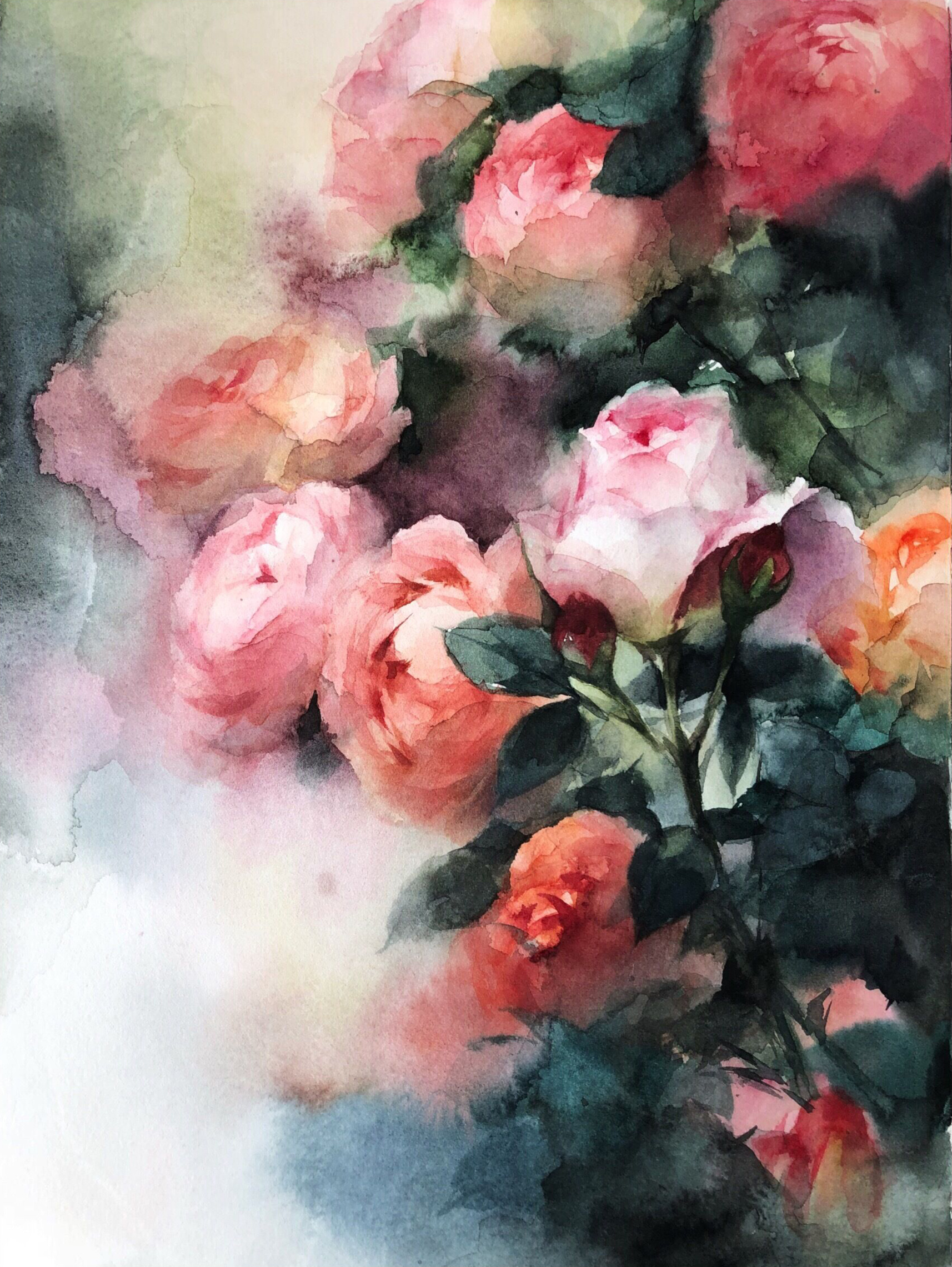 苏洱的水彩 《蔷薇园的迷梦》|纯艺术|绘画|苏洱 - 原创作品 - 站酷