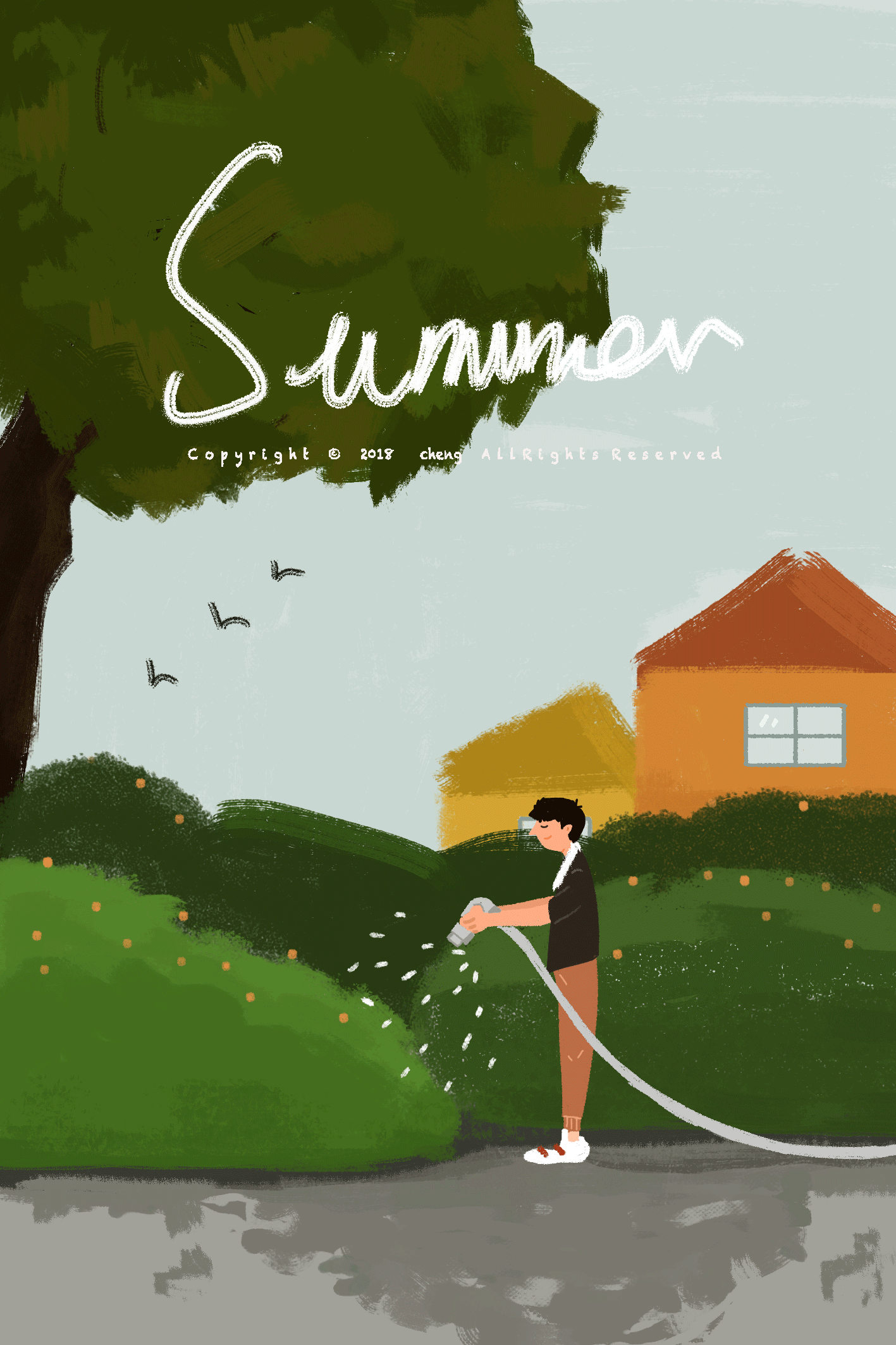 夏天给我们的温柔|插画|插画习作|不明飞行 - 原创