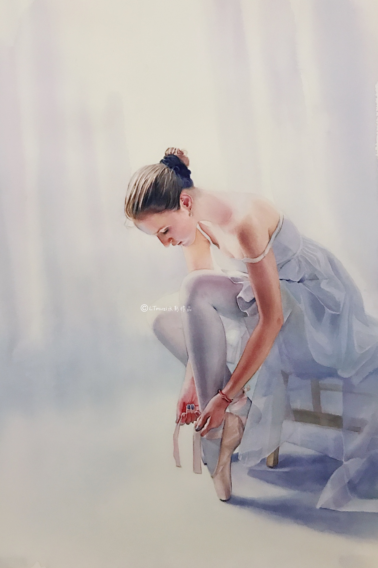 ltmuzi水彩作品 水彩画芭蕾舞者系列