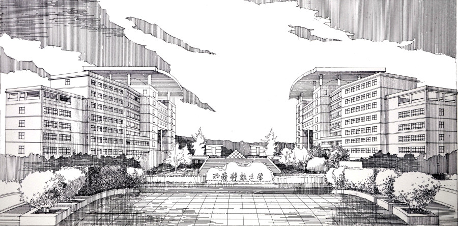 上战手绘 西南科技大学明信片作品|建筑设计|空