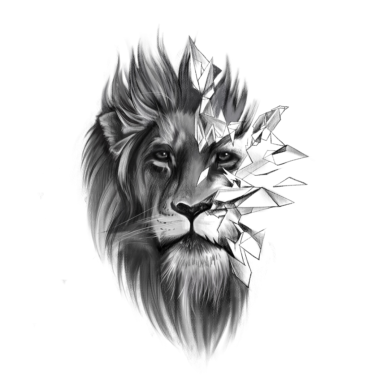狮子纹身稿插画