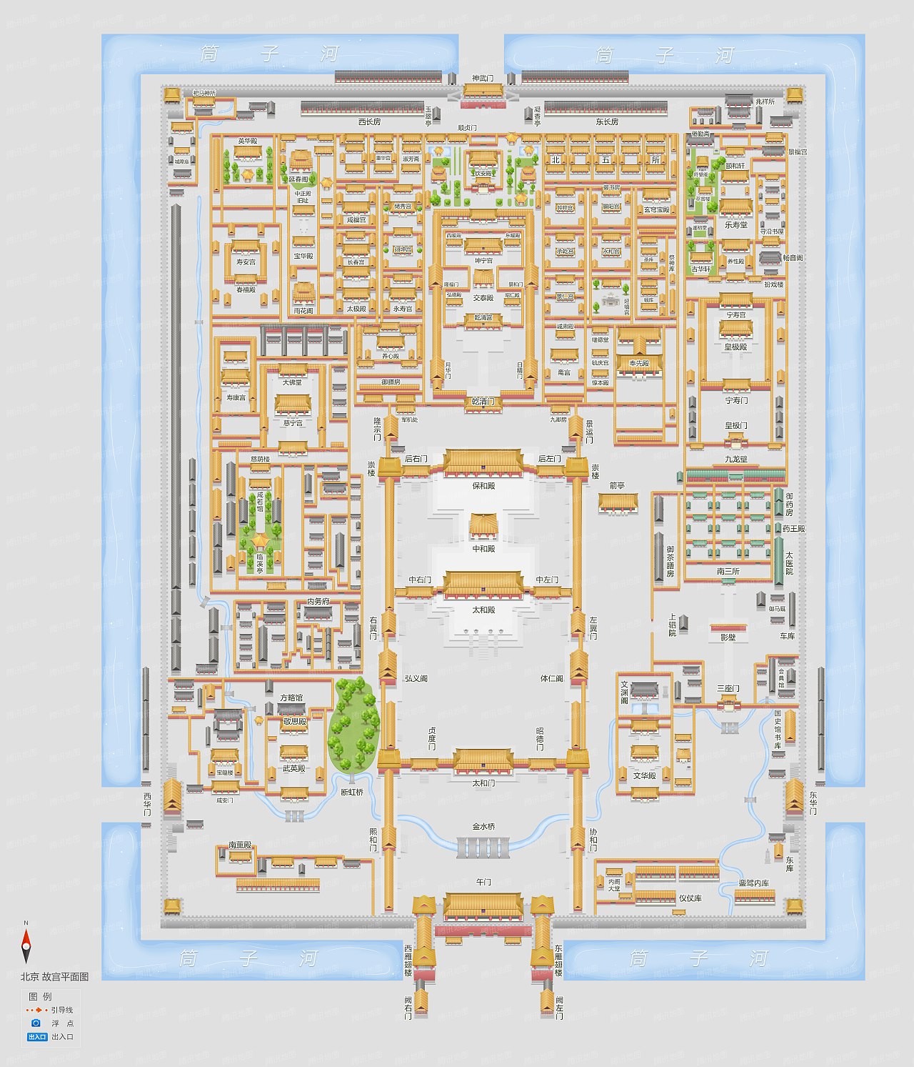腾讯地图手绘平面图样例——故宫博物院