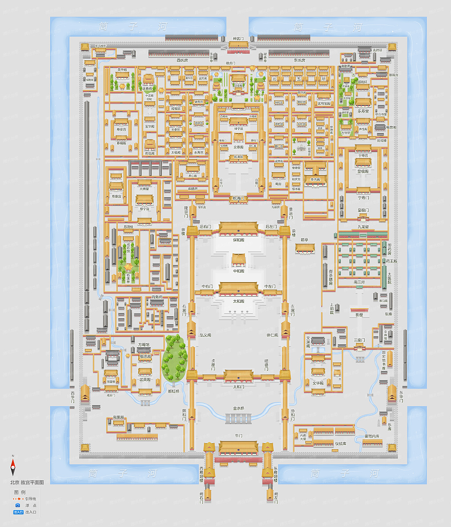 腾讯地图手绘平面图样例--故宫博物院|||SoulBier - 原创设计作品 - 站酷 (ZCOOL)