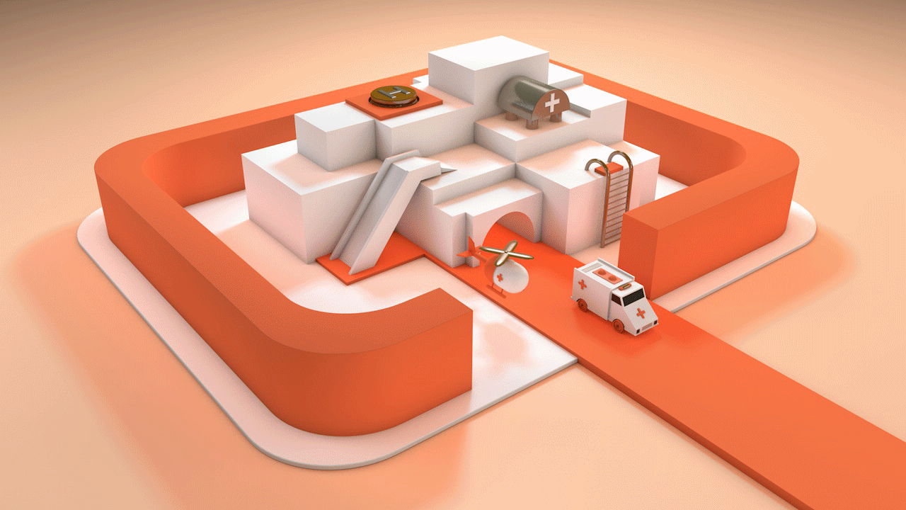 c4d-简约医院|三维|场景|zj1an - 原创作品 - 站酷