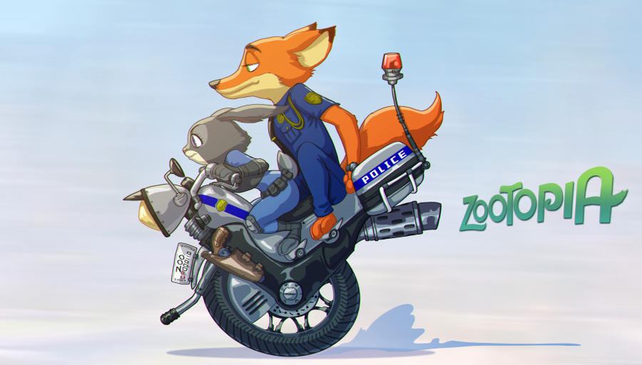 兔朱迪和狐尼克|绘画习作|插画|子铭工作室 - 原