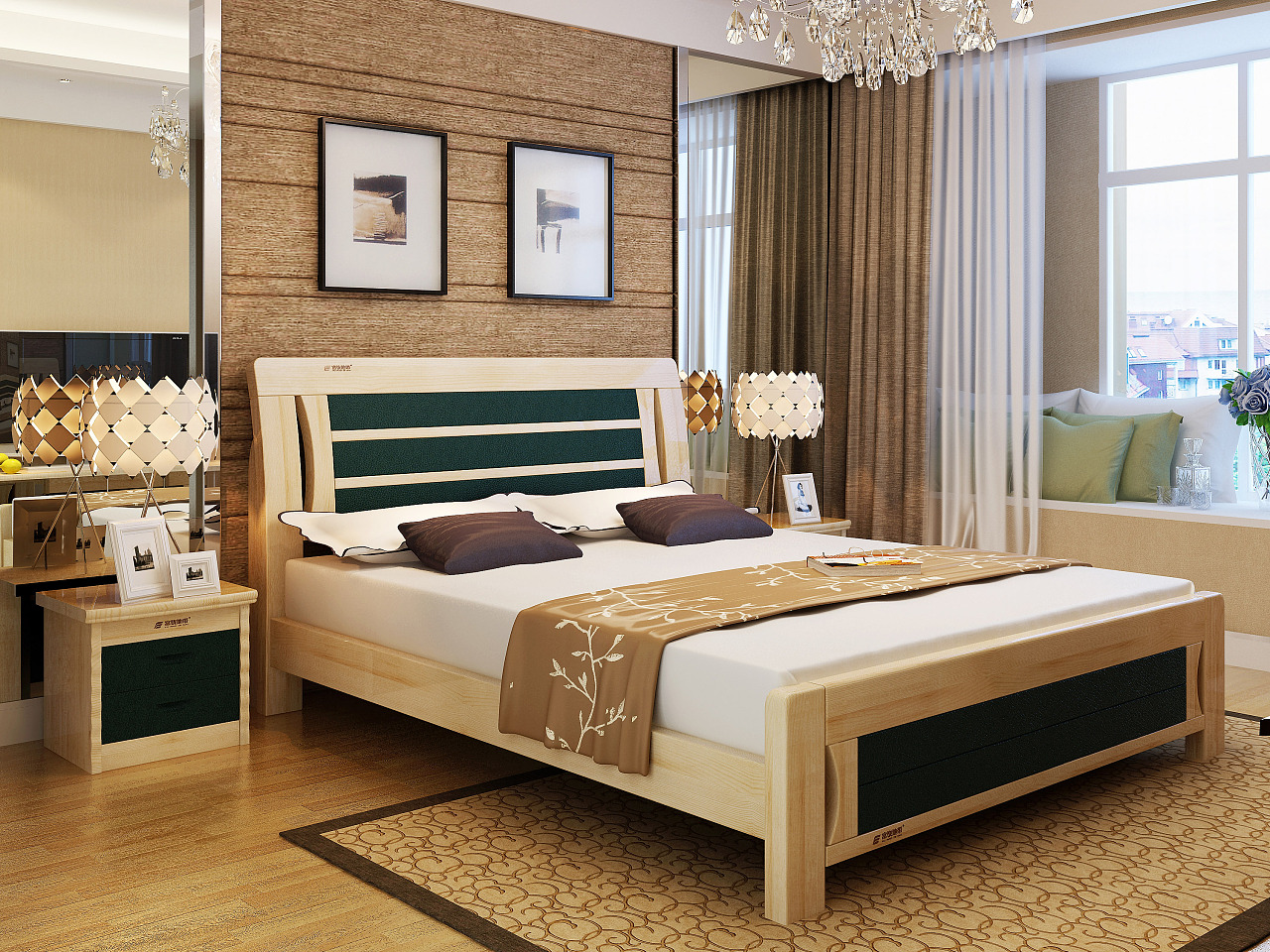 美式卧室实木床图片1装修图-土巴兔装修效果图