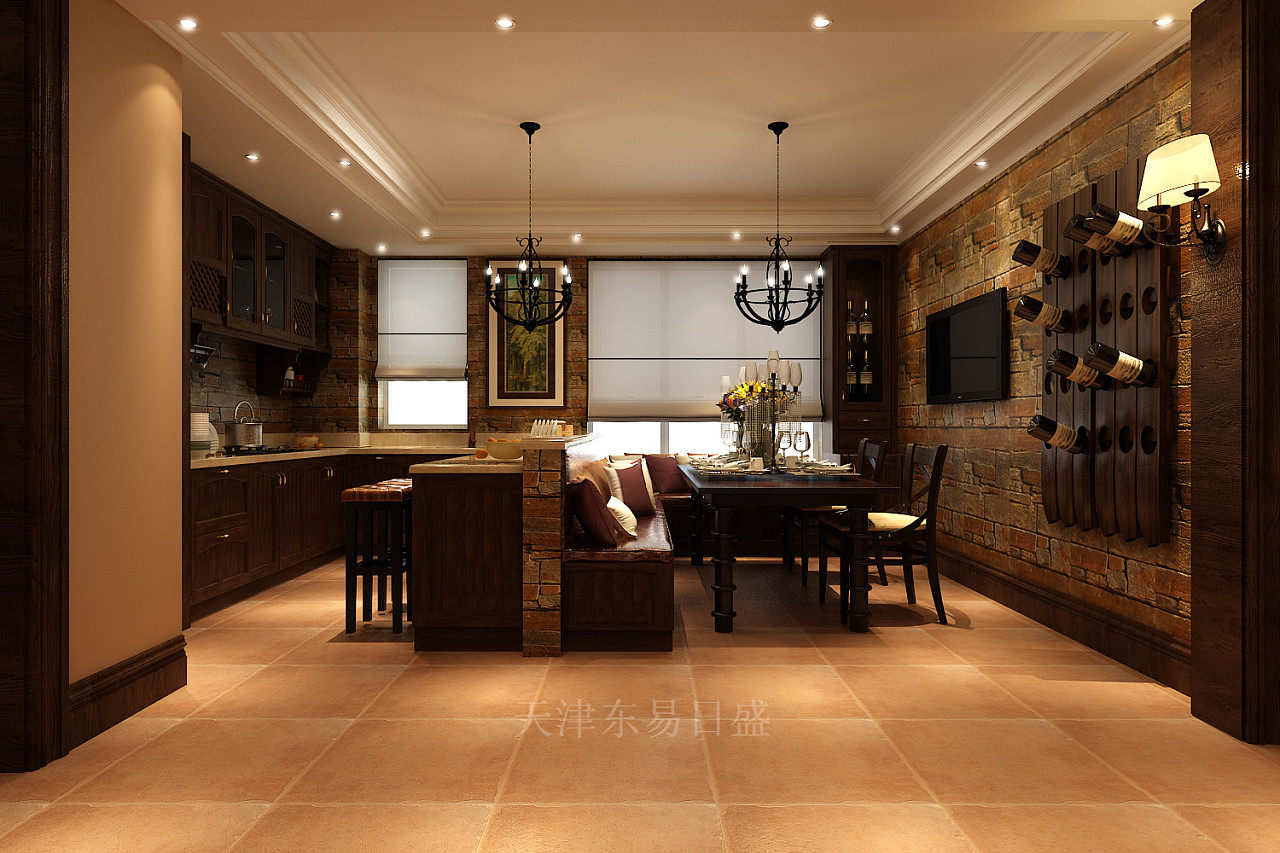 天津东易日盛-保利玫瑰湾美式乡村风格140平装修效果图|空间|室内设计|天津东易日盛 - 原创作品 - 站酷 (ZCOOL)