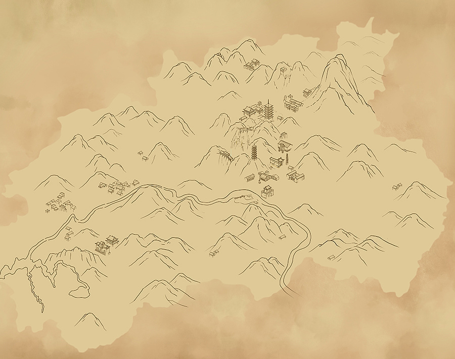古风手绘地图——天台唐诗地图手绘