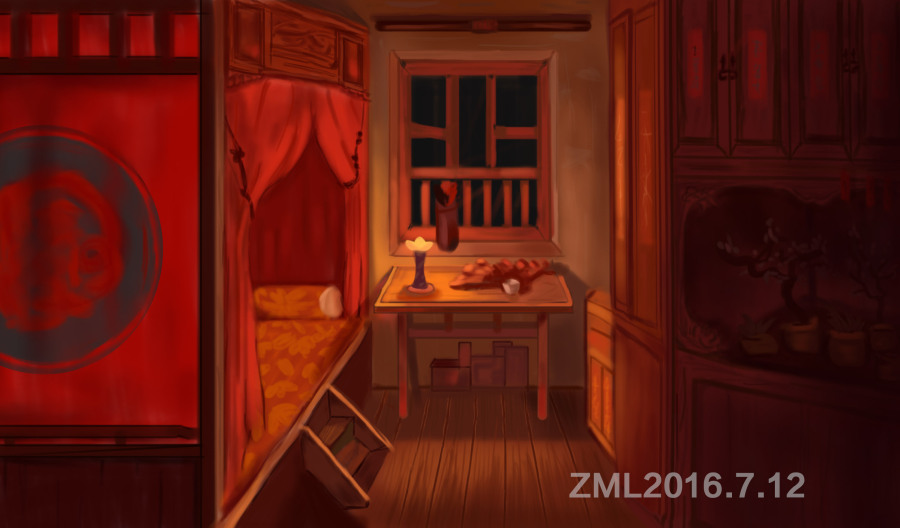 大鱼海棠之椿房间手绘|绘画习作|插画|紫木鱼 -