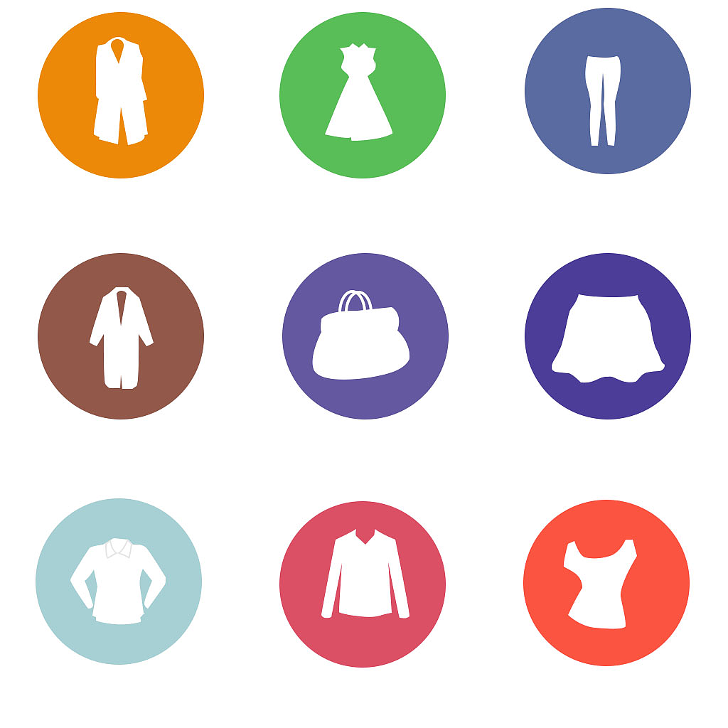 一组关于衣服的扁平化图标