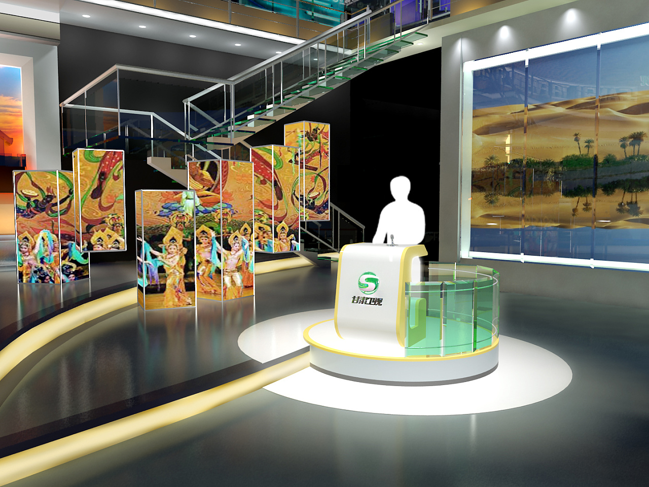 甘肃电视台演播厅设计方案|空间|舞台美术|ptgu