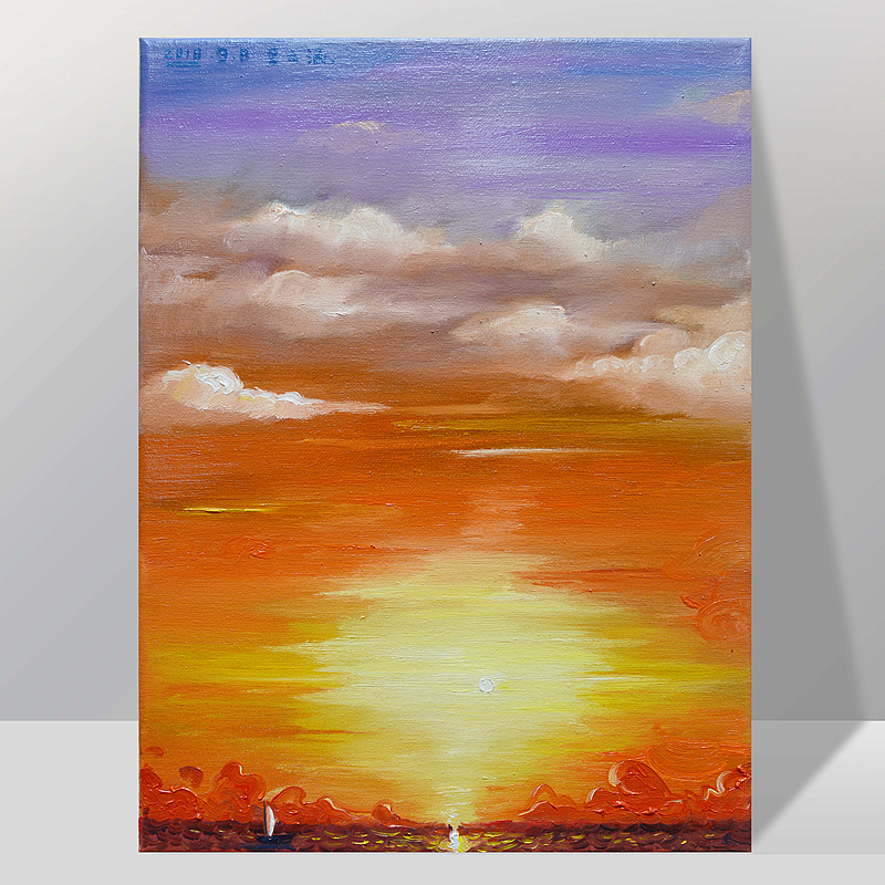 《观日出》风景系列        布面油画