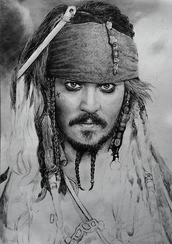 王f手绘加勒比海盗杰克船长附简单过程