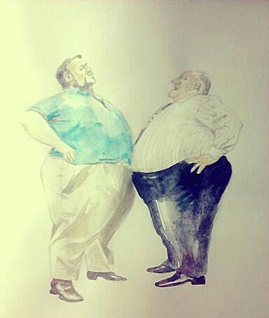 看到两个胖子的形象觉得有意思,就画一幅