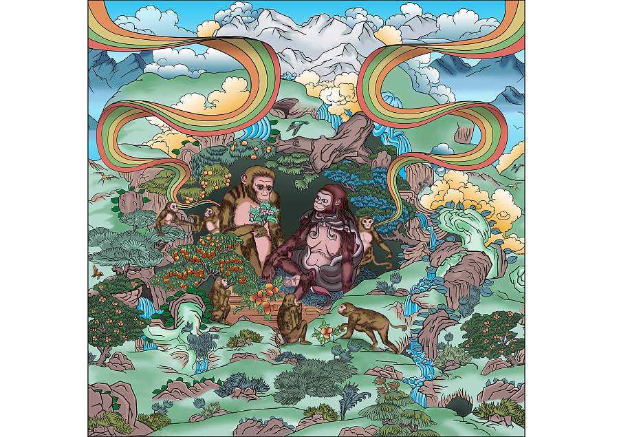 猕猴与罗刹女|绘画习作|插画|从容多一点 - 原创