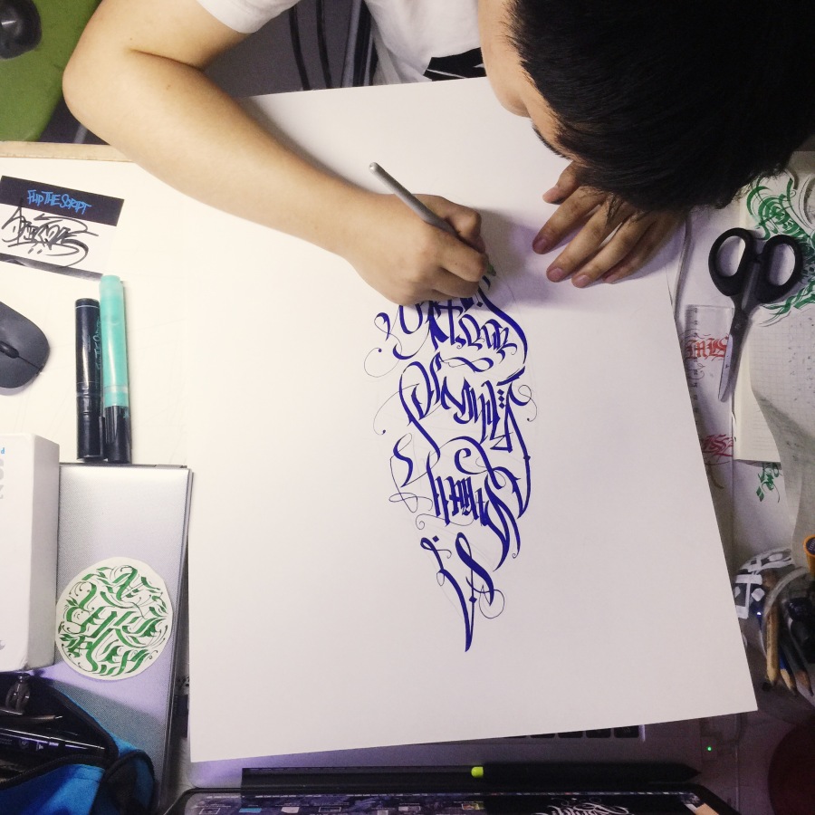 哥特花体英文手写练习|其他绘画|插画|xxxpspin