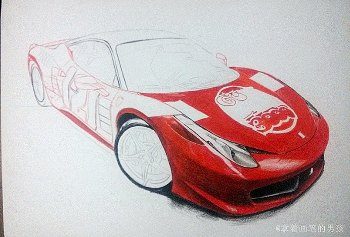 彩铅汽车/法拉利 458