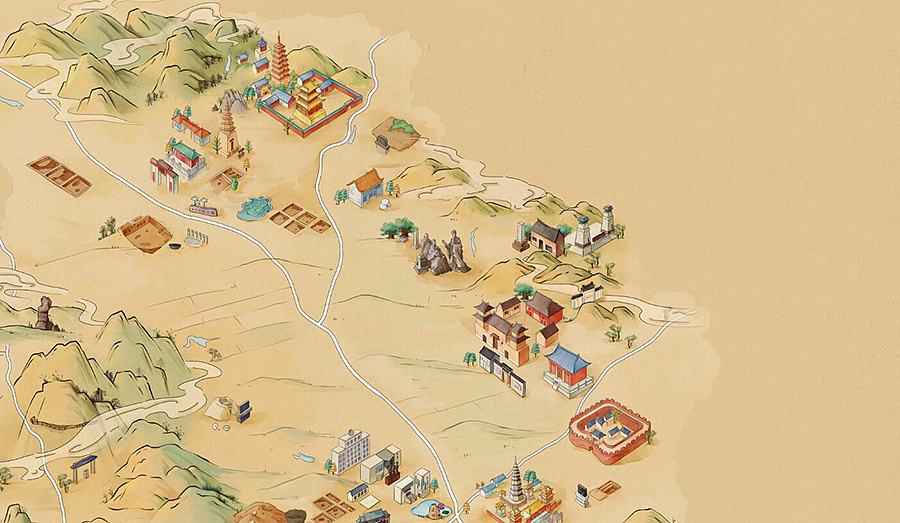 大工程——平顶山手绘地图定稿了,又一个古风手绘地图