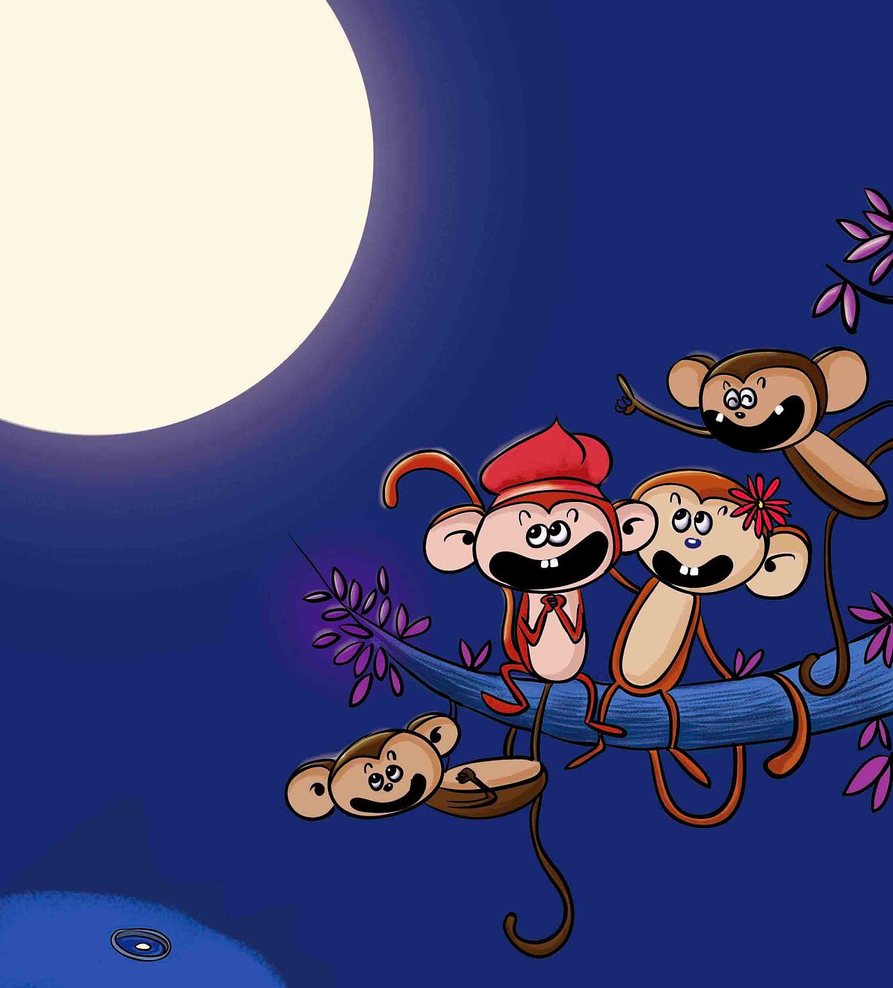 猴子捞月|插画|儿童插画|贼婆 - 原创作品 - 站酷 (zcool)