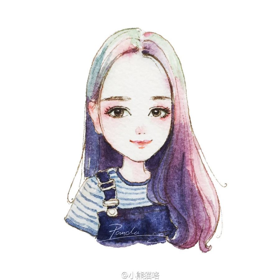 水彩手绘卡通头像|商业插画|插画|小熊猫咯 - 原