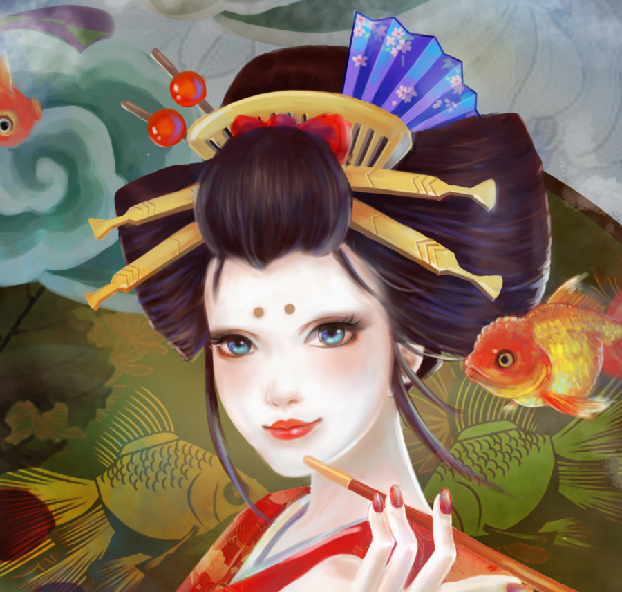 花魁|绘画习作|插画|小山菇 - 原创设计作品 - 站