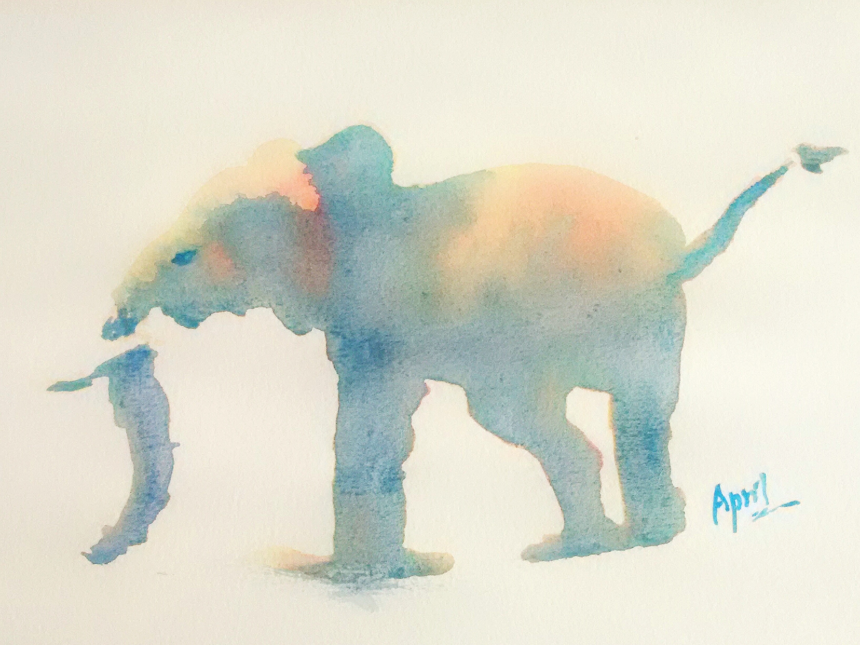大象-水彩