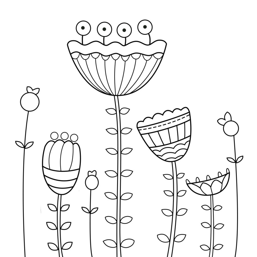 线描 不对称的花朵|图形\/图案|平面|一oO一 - 原