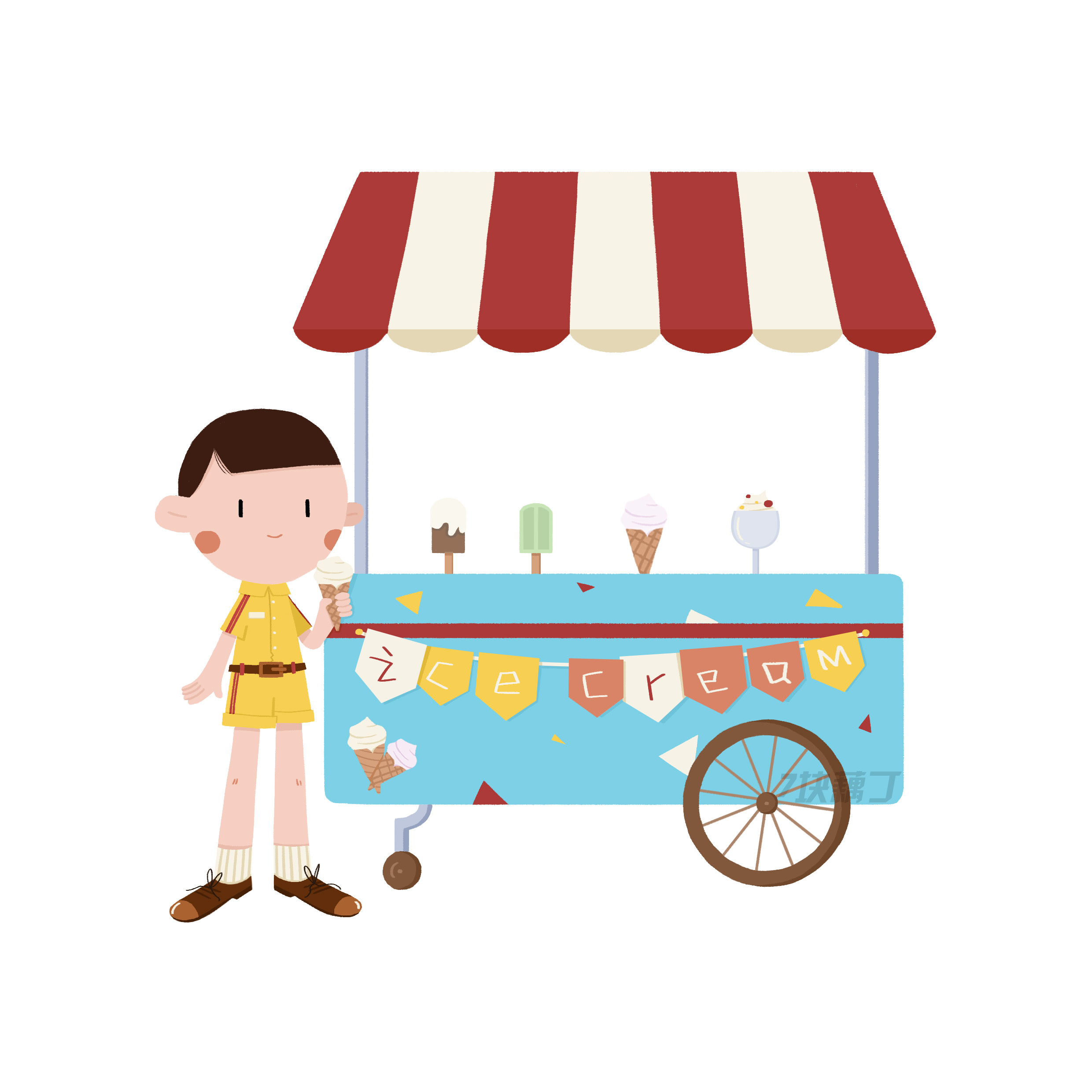冰淇淋男孩|插画|儿童插画|7块藕丁 原创作品 站酷(zcool)