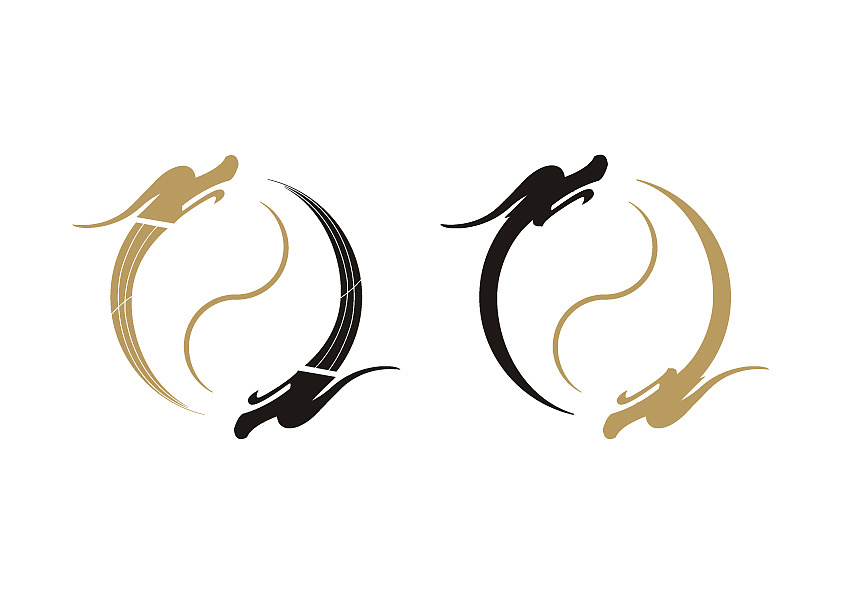 游龙八卦掌logo   1游龙组成八卦的核心(太极图)而两条游龙的身子是