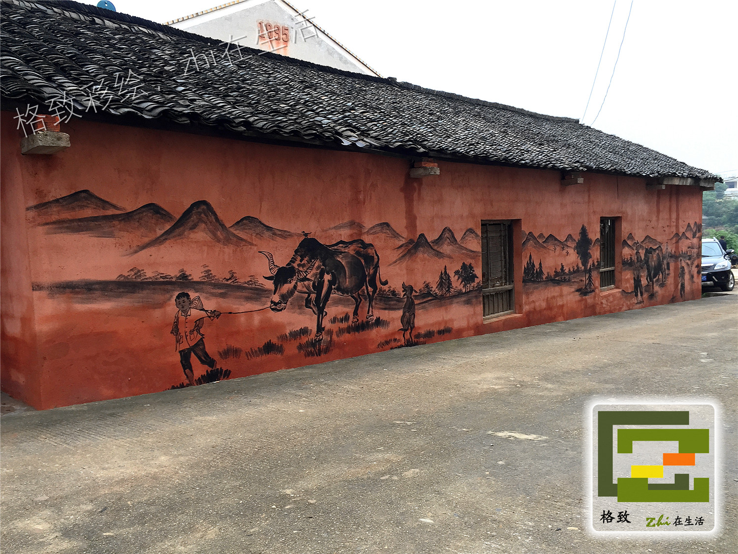 长沙宁乡偕乐桥农耕文化墙墙绘项目,墙绘壁画