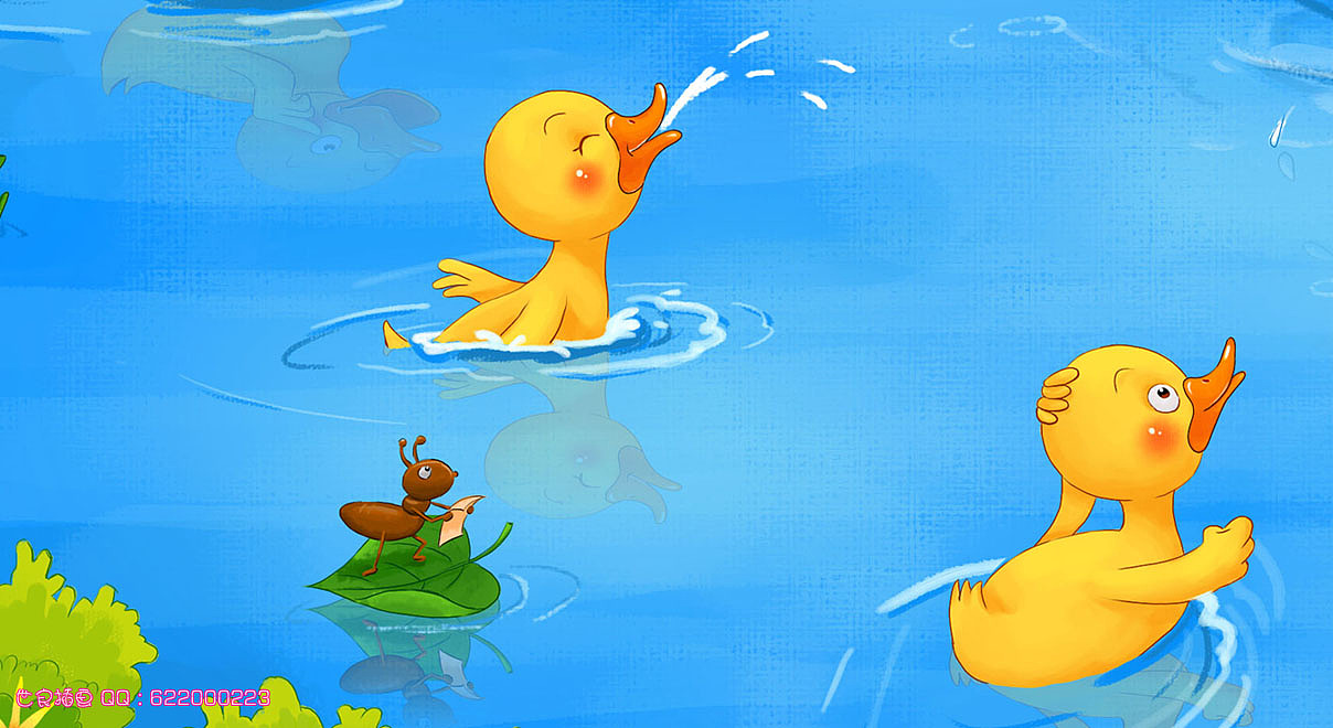 幼儿电子教育插图《欢欢学游泳》部分