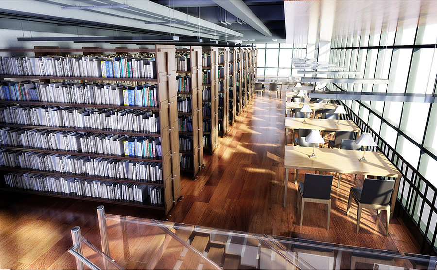 河南省郑州市金融学校图书馆1-2层方案设计|室