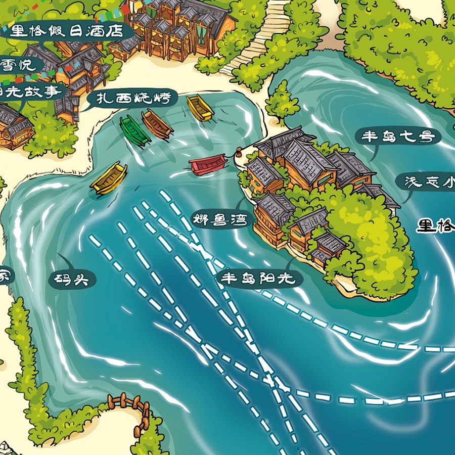泸沽湖手绘地图|商业插画|插画|戴大个儿 - 原创设计作品 - 站酷 (ZCOOL)
