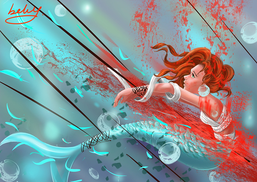 受伤的人鱼|其他绘画|插画|dalong007 - 原创设计