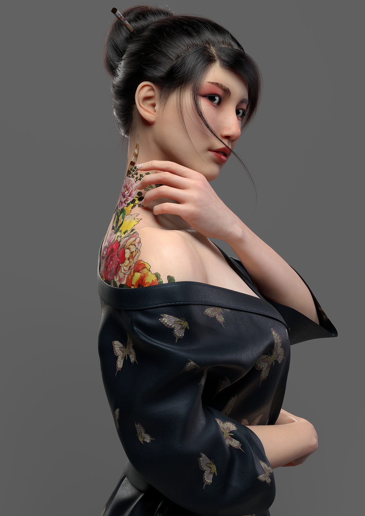 纹身女角色静帧练习 在完成公司任务下空闲做的~ 求各路大神指点.