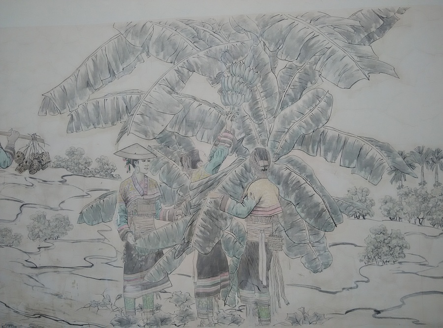 云南花腰傣族花腰傣文化傣族文化墙体彩绘壁画