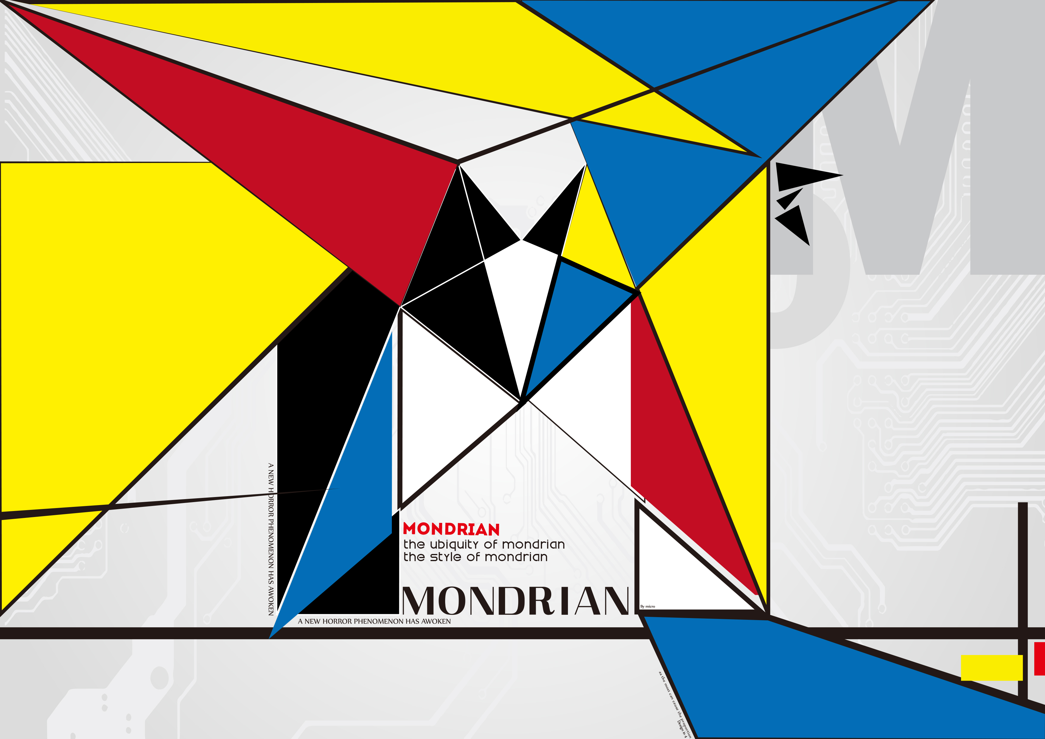 蒙德里安的风格,m的字体海报设计