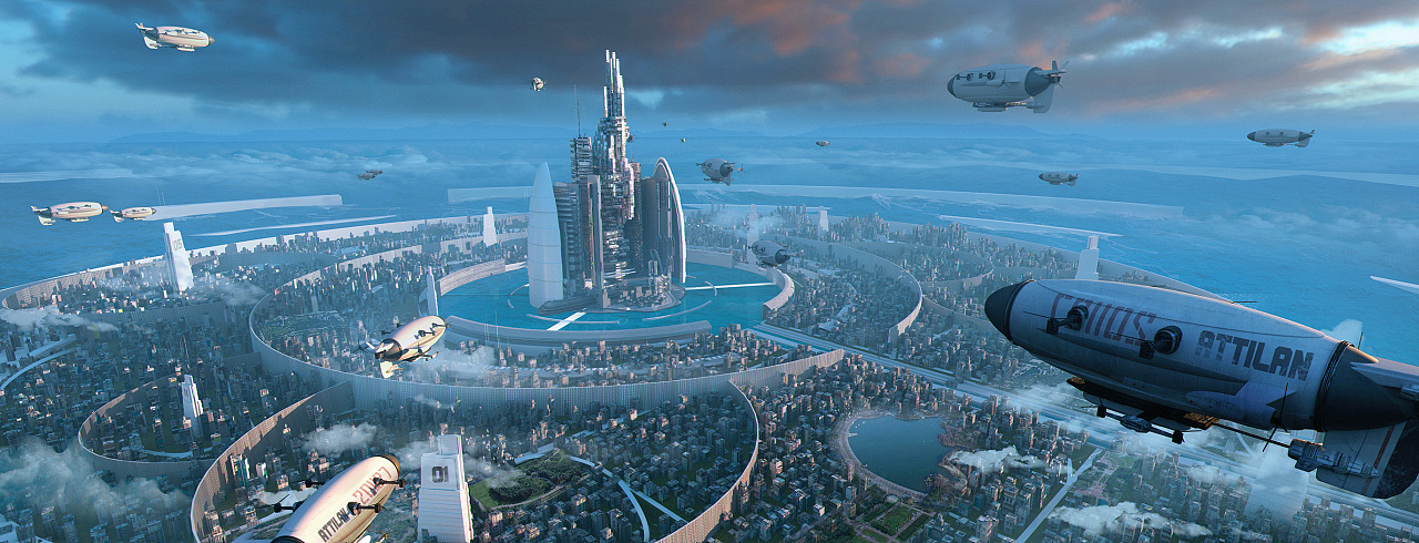 科幻城市|插画|概念设定|火火火火箭 - 原创作品