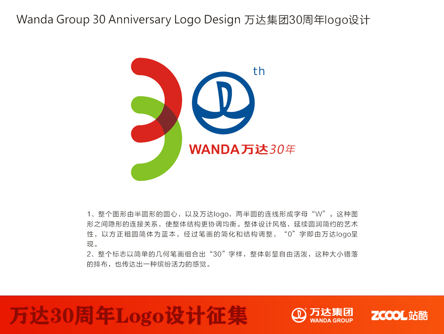 万达集团30周年logo设计|标志|平面|mohua688