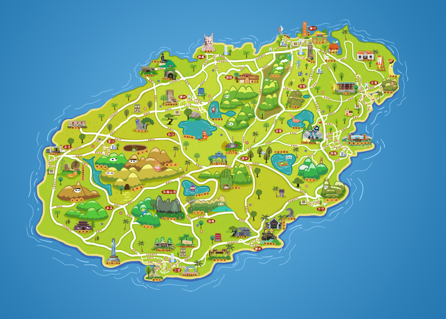 海南手绘地图|商业插画|插画|海南艺绘 - 原创设