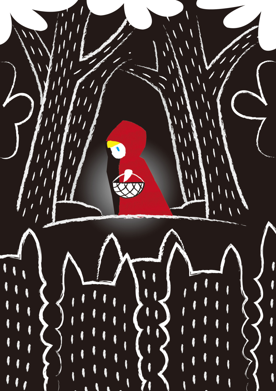黑暗童话 - 小红帽与狼|绘画习作|插画|kero66 - 