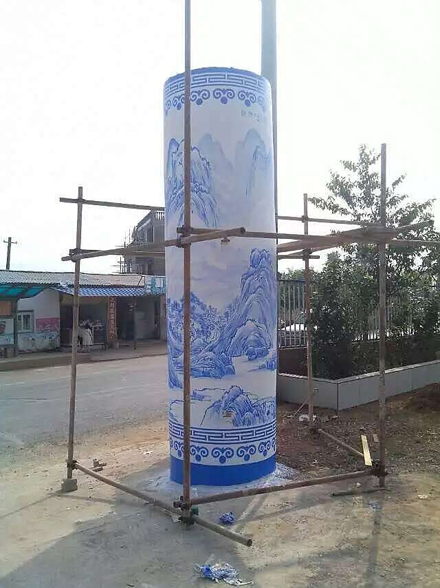 青花柱墙体彩绘锦泰彩绘
