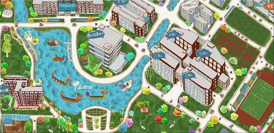华东理工大学奉贤校区手绘地图|平面其他|平面