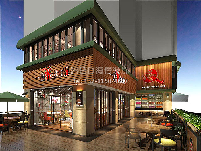 广州LOFT风格餐饮店设计装修 一道光小龙虾餐